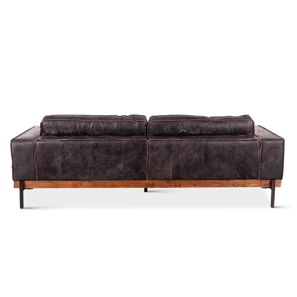 Chiavari Distressed Antique Ebony Leather Sofa. Picture 2