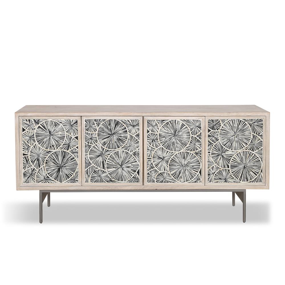 Palm Desert Modern Vintage White Sideboard with Bone Inlay. Picture 2