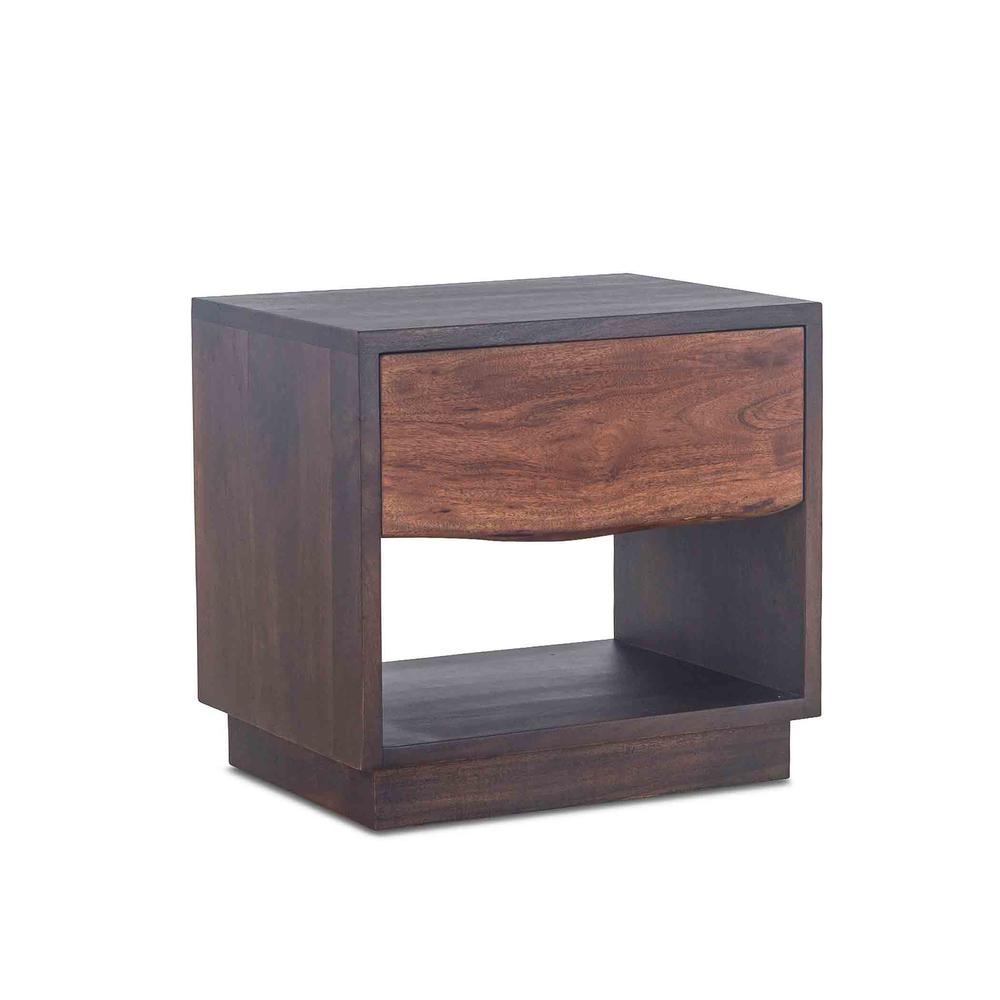 Palermo 24-Inch Acacia Wood Live Edge Night Chest in Raw Walnut Finish. Picture 1