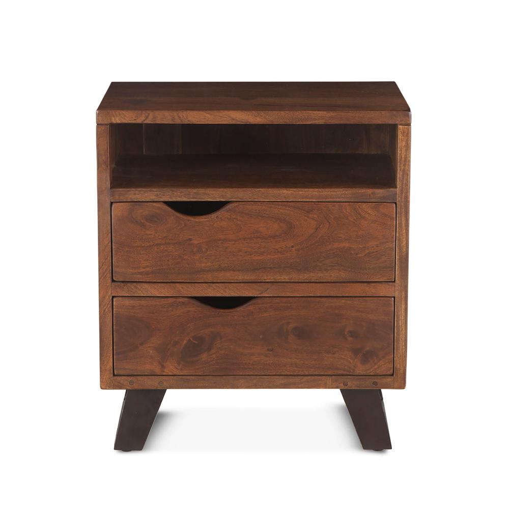 Nottingham 23-Inch Acacia Wood Night Chest in Walnut Finish. Picture 4