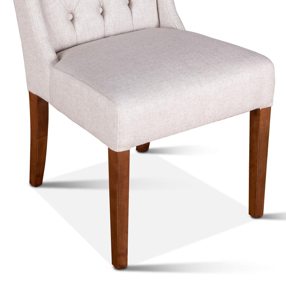 Chloe Off-White Linen Dining Chairs with Dark Walnut Legs, Set of 2. Picture 3