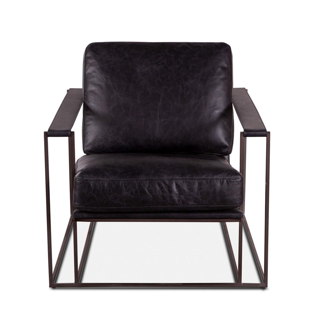 Portlando Black Leather Armchair. Picture 4