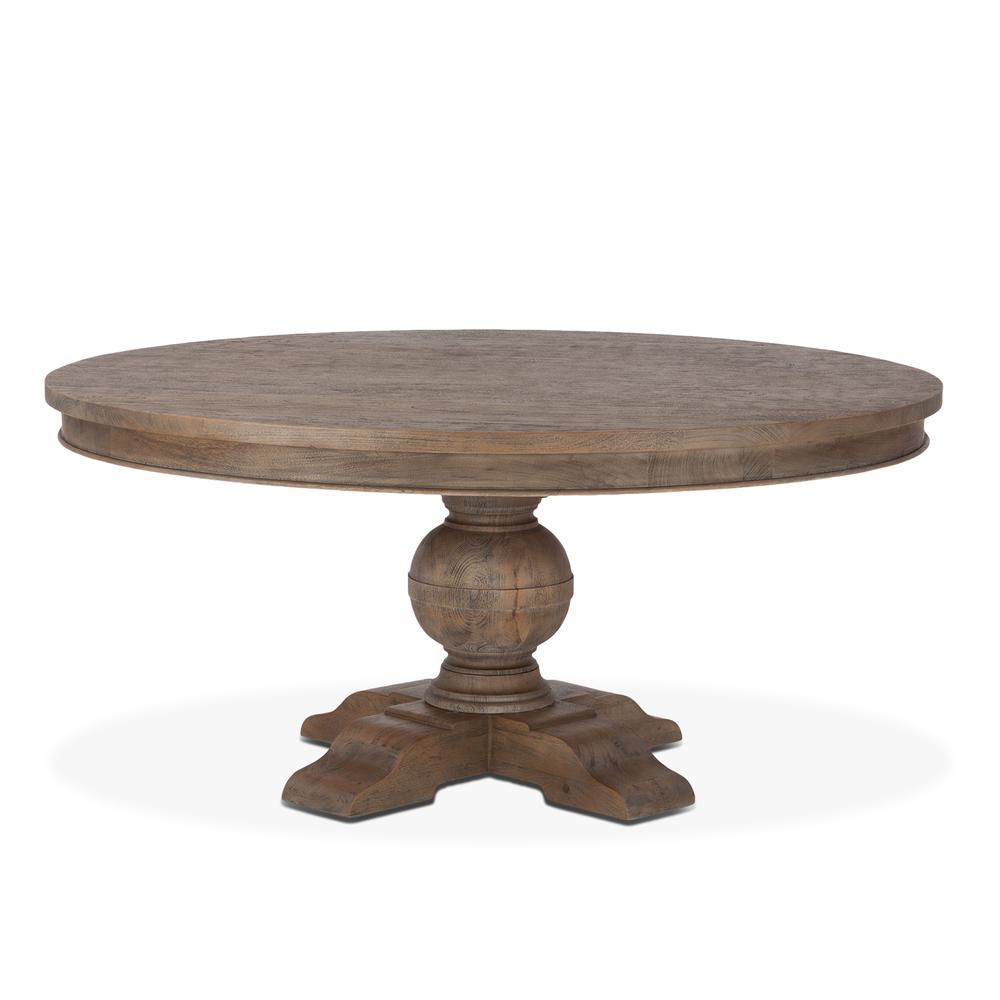 72-Inch Round Dining Table in Weathered Teak Finish, Belen Kox. Picture 1