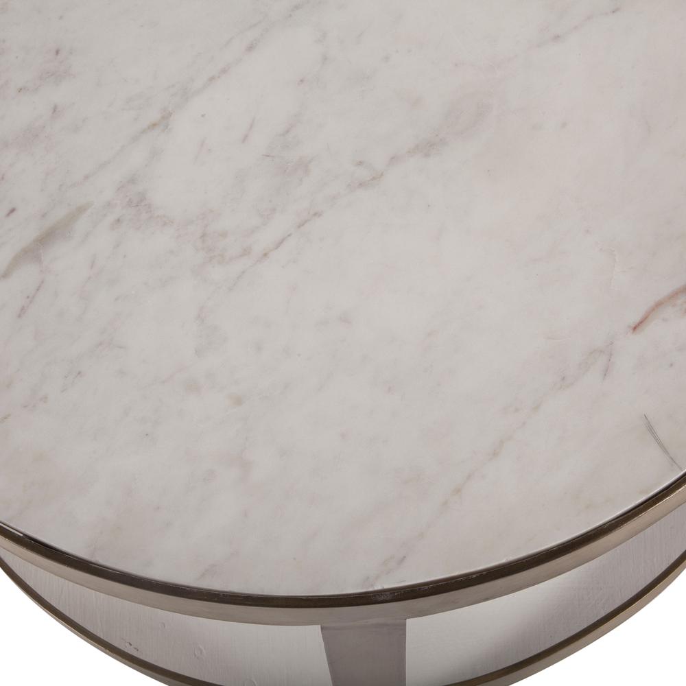 Leonardo White Marble Side Tables with Antique Gold Base, Set of 2. Picture 2