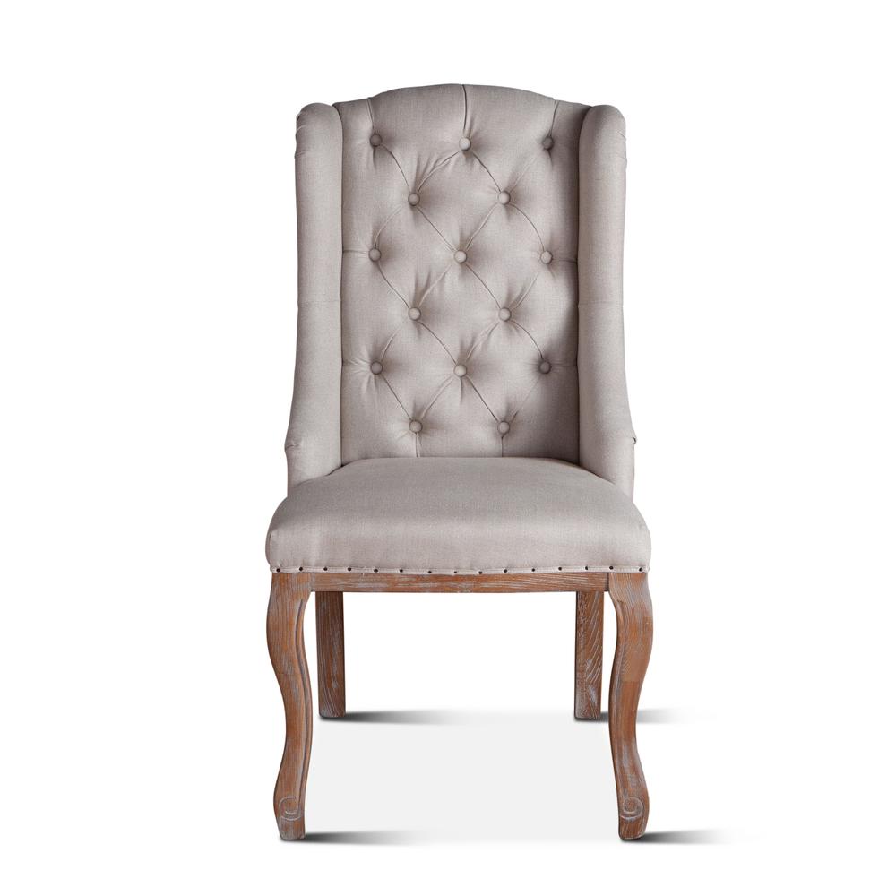 Portia Off-White Tufted Linen Dining Chair. Picture 5