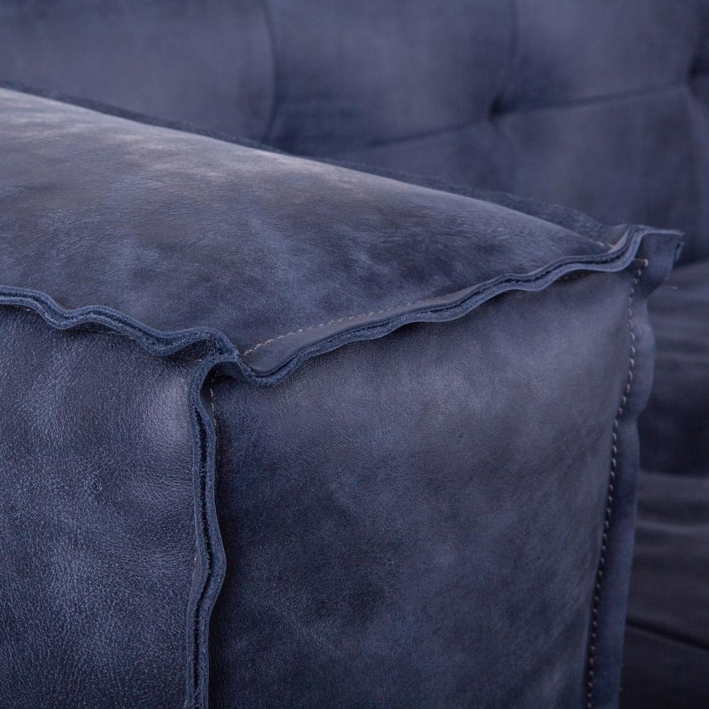Portia Antique Blue Italian Leather Sofa. Picture 4