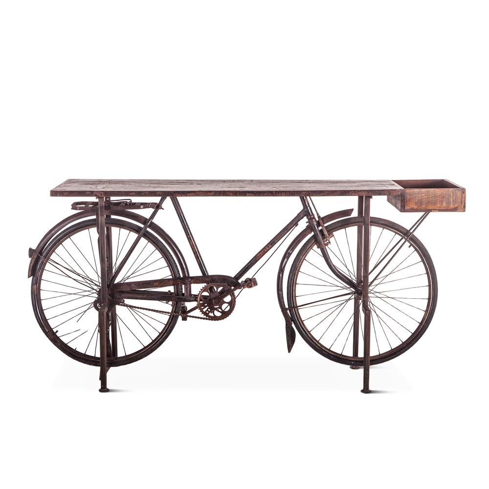 Paxton Reclaimed Teak Bicycle Console. Picture 1