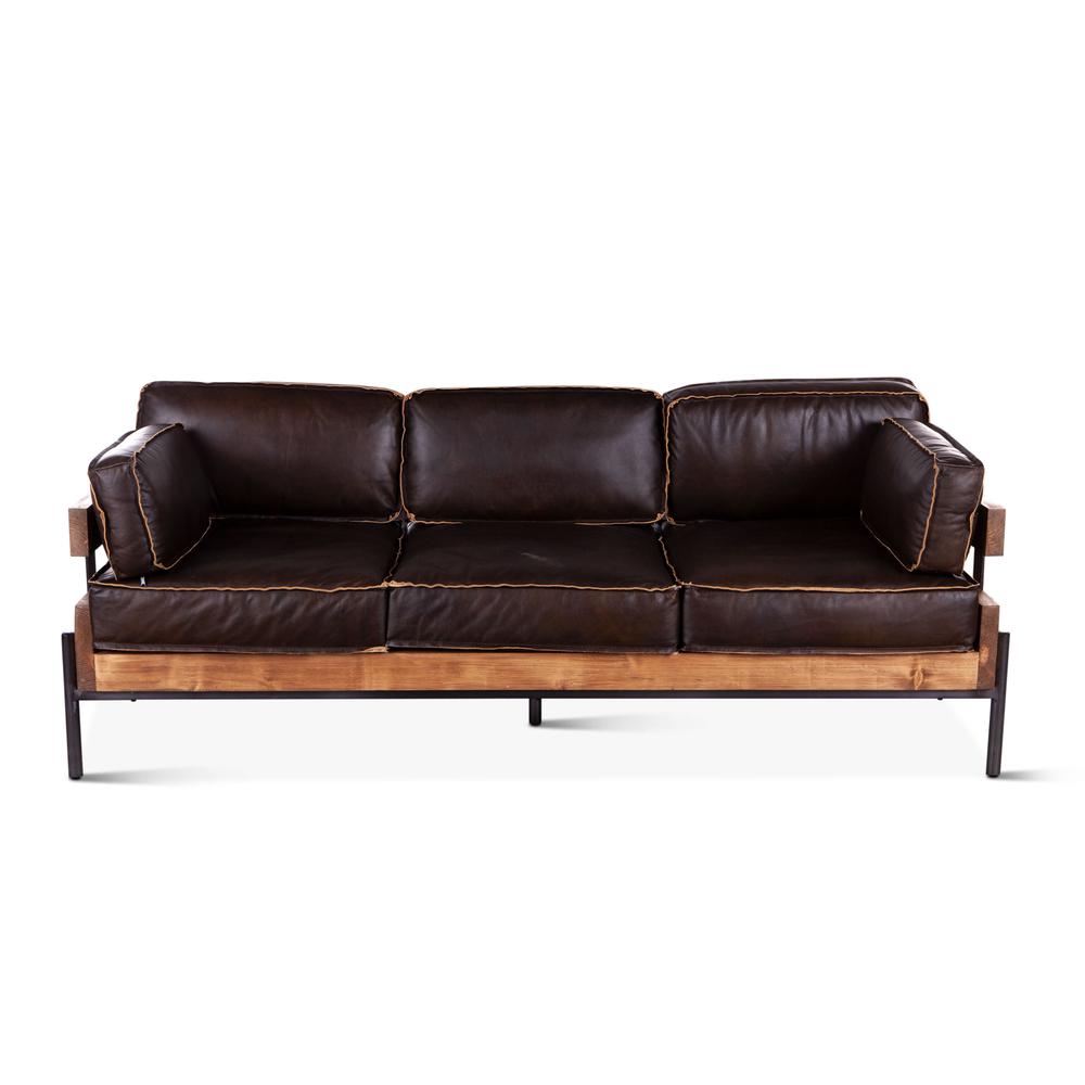 Chiavari Mocha Brown Leather Sofa. Picture 2
