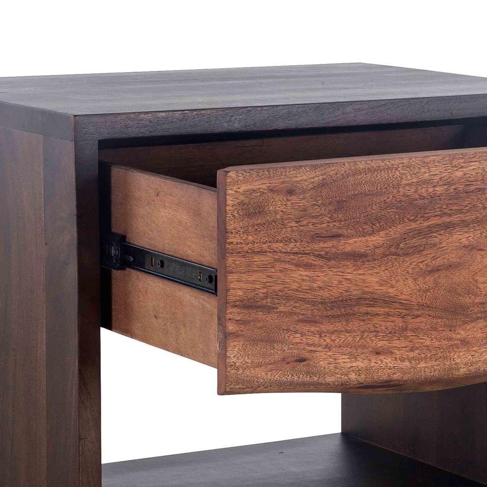 Palermo 24-Inch Acacia Wood Live Edge Night Chest in Raw Walnut Finish. Picture 2