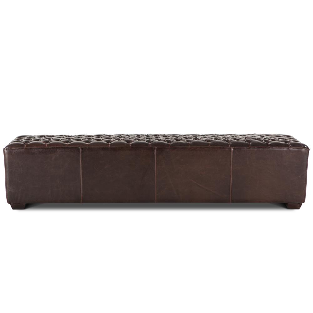 Arabella 78-Inch Long Leather Bench with Diamond Stitched Detailing. Picture 2