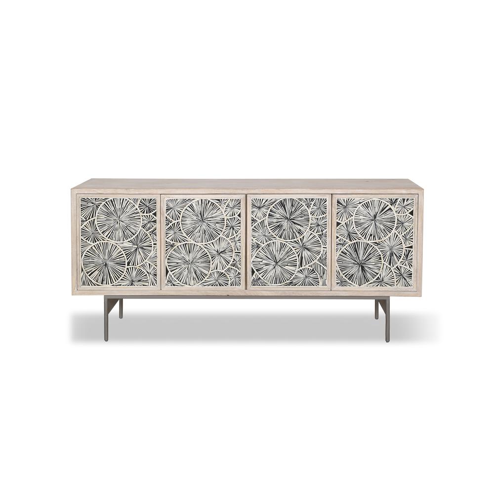 Palm Desert Modern Vintage White Sideboard with Bone Inlay. Picture 1