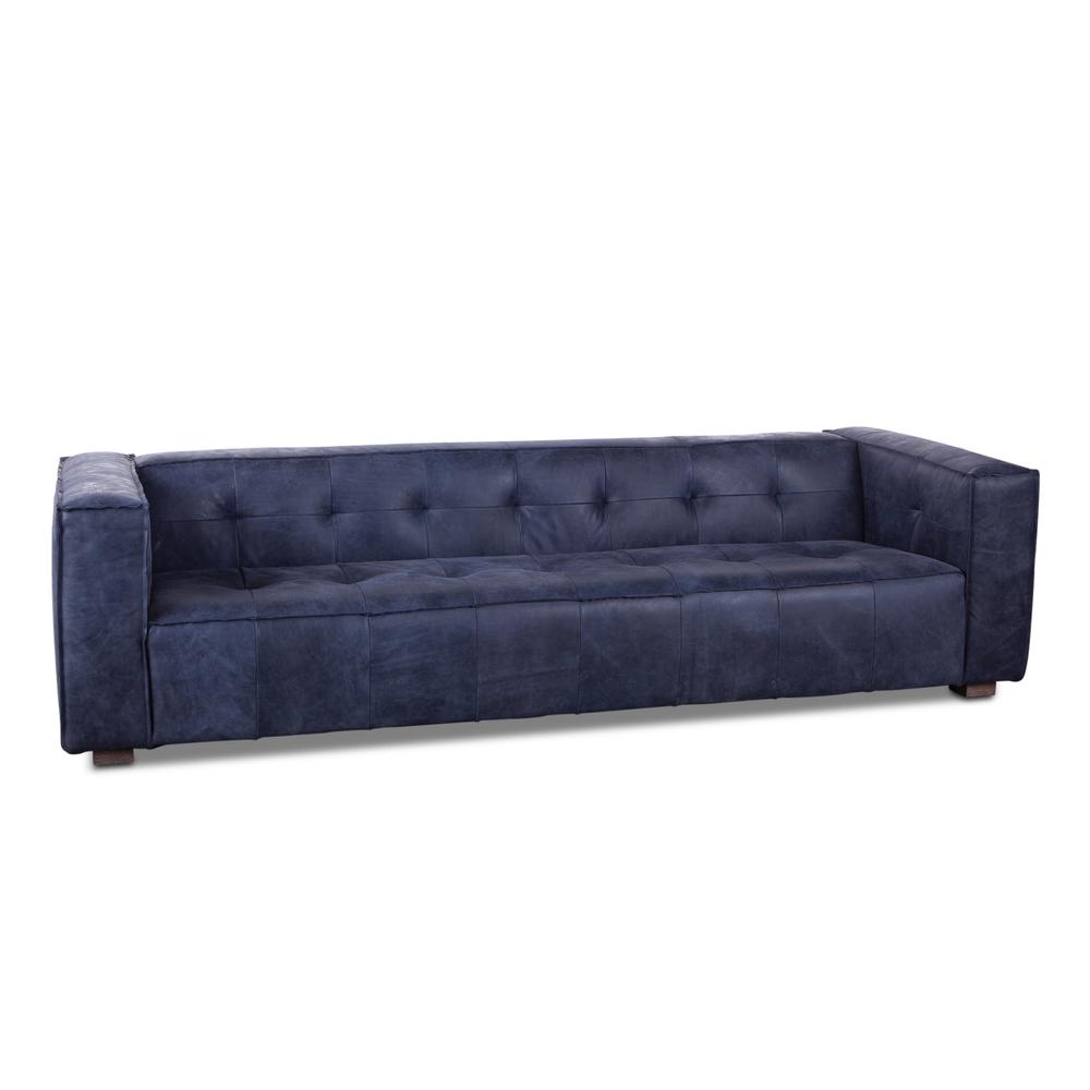 Portia Antique Blue Italian Leather Sofa. Picture 1