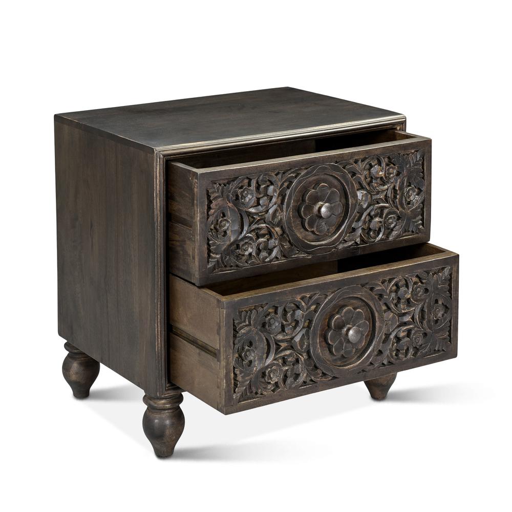 Haveli Vintage Brown Mango Wood Night Chest. Picture 1