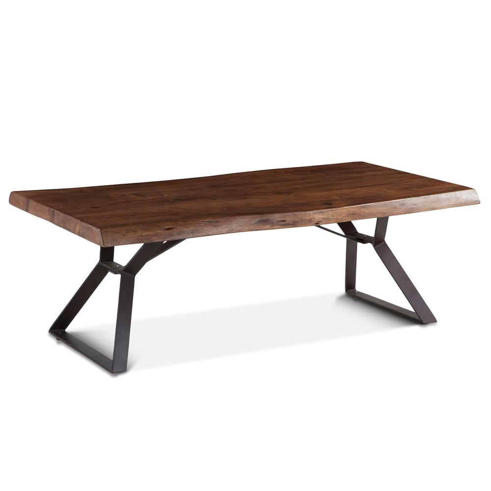 Nottingham 54-Inch Acacia Wood Live Edge Coffee Table in Walnut Finish. Picture 3