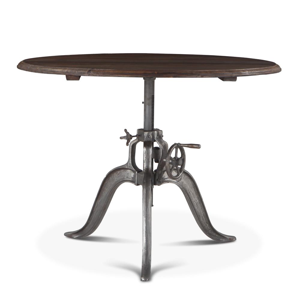 Artezia 48-Inch Adjustable Crank Round Table with Reclaimed Teak Top. Picture 2
