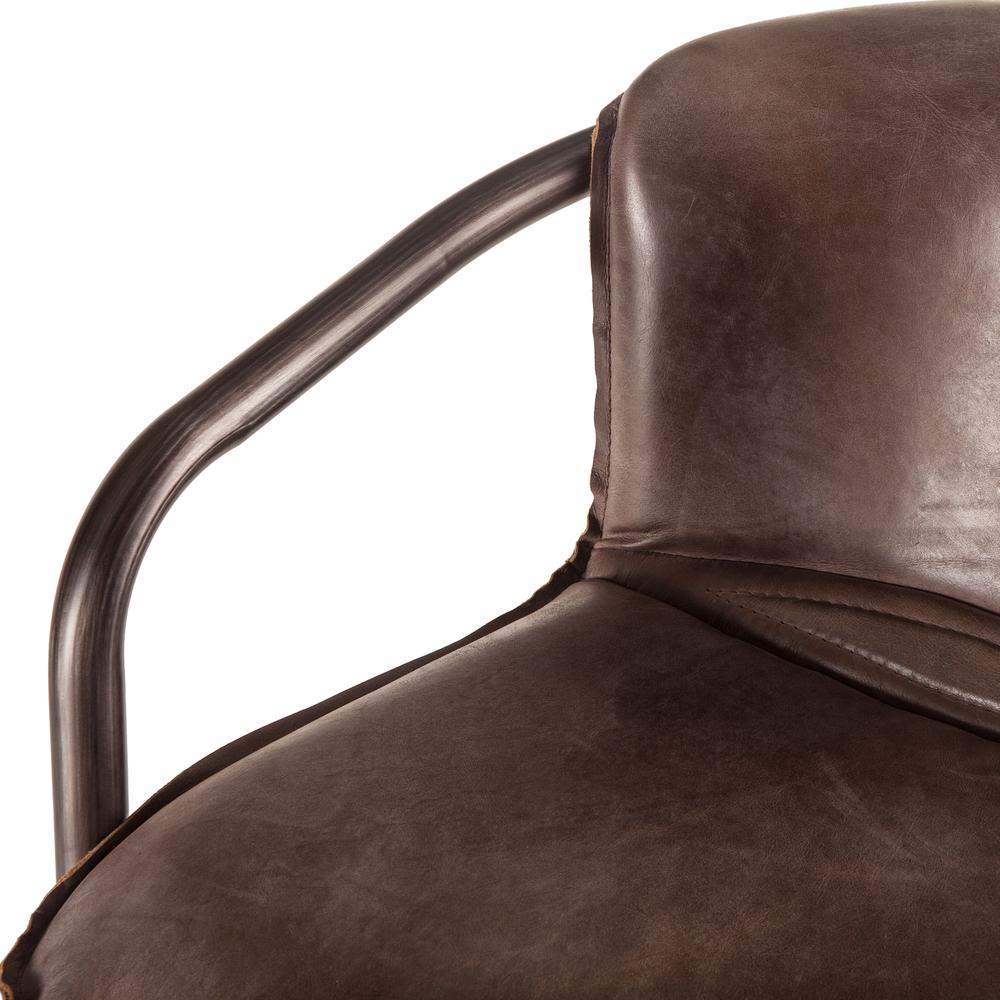 Chiavari Distressed Jet Brown Leather Bar Chairs, Set of 2. Picture 3