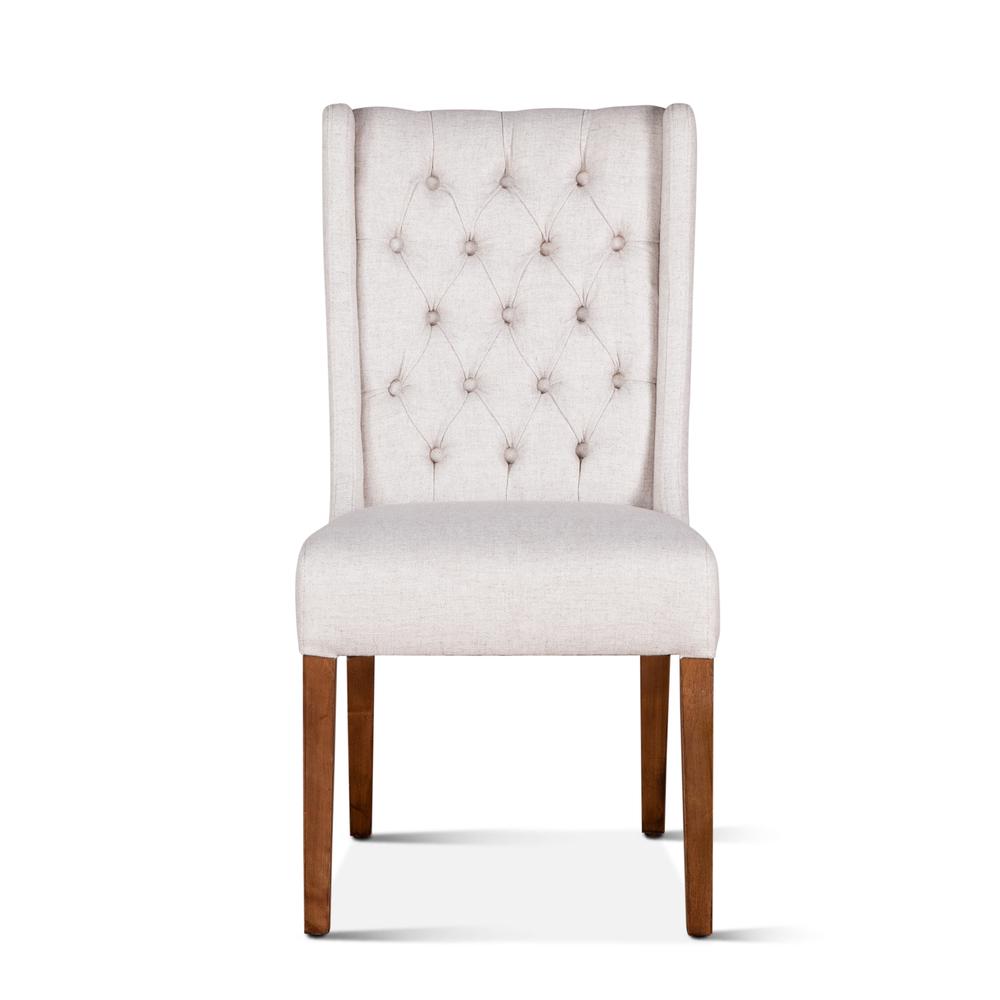 Chloe Din Chair, Off-White w/NatTeakLg, S/2. Picture 4