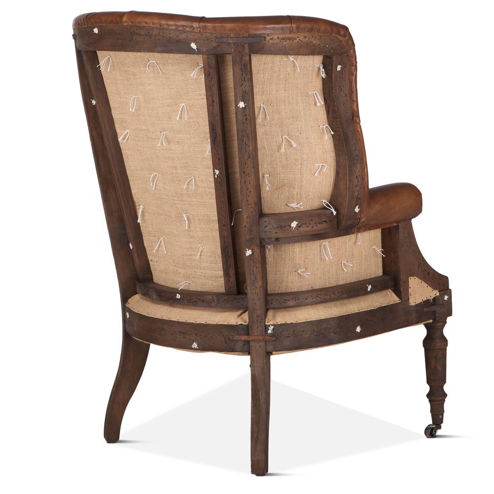 Charles Deconstructed Armchair with Vintage Cigar Leather and Solid Wood Legs. Picture 3