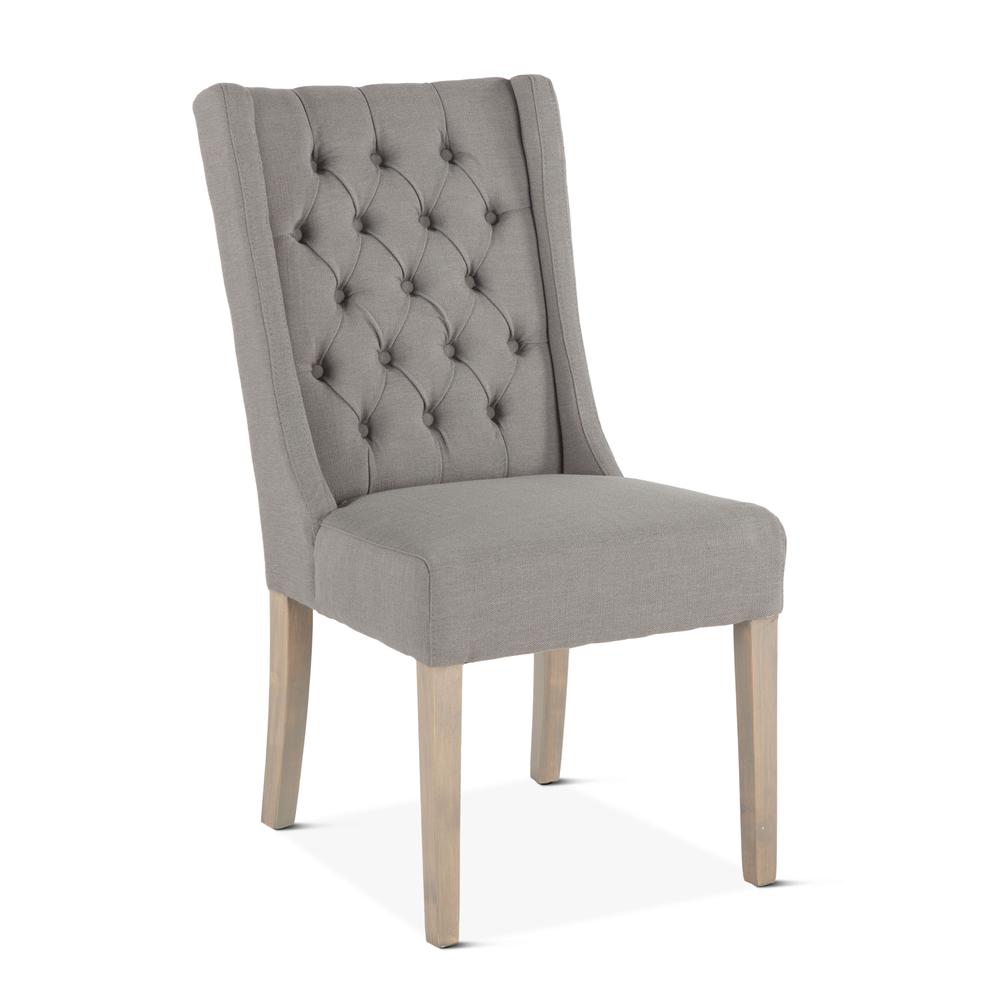 Chloe Oxford Gray Linen Dining Chairs, Set of 2. Picture 2