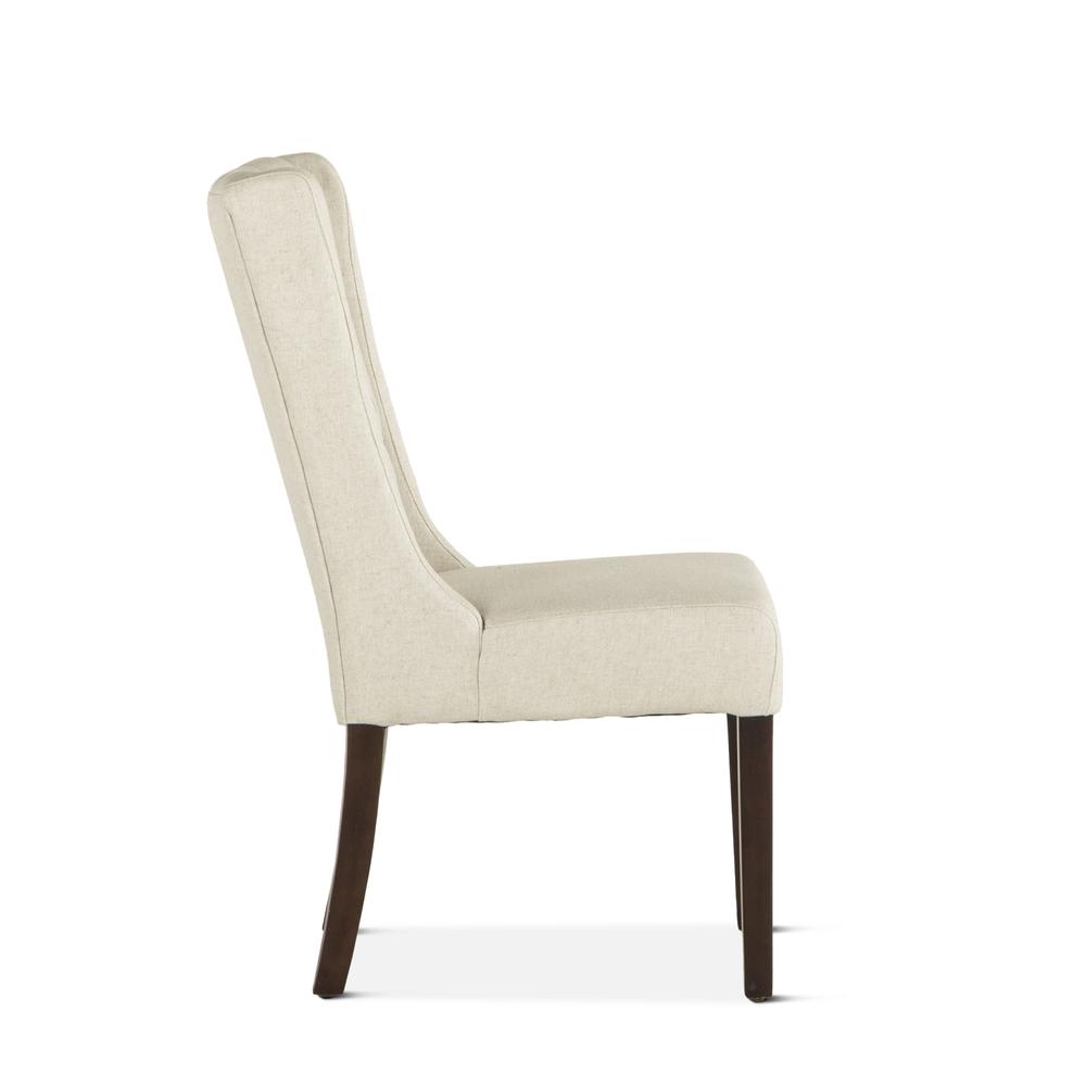 Chloe Off-White Linen Dining Chairs with Dark Walnut Legs, Set of 2. Picture 2