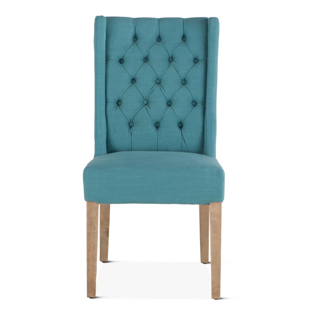 Chloe Teal Linen Dining Chairs, Set of 2. Picture 2