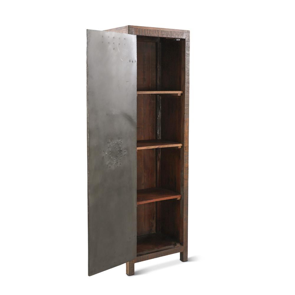 Welles Vault Style Industrial Teak Wood Tall Cabinet. Picture 3