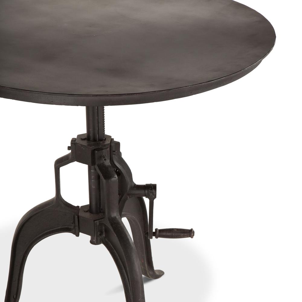 30-Inch Adjustable Crank Iron Side Table with Matte Black Finish, Belen Kox. Picture 3