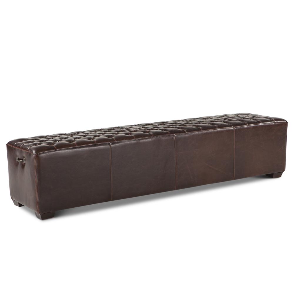 Arabella 78-Inch Long Leather Bench with Diamond Stitched Detailing. Picture 1