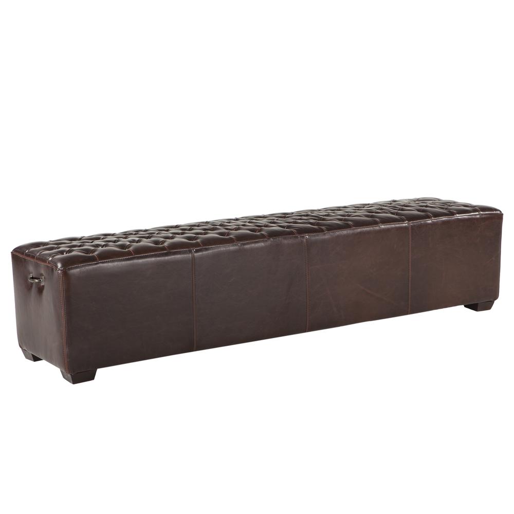 Arabella 78-Inch Long Leather Bench with Diamond Stitched Detailing. Picture 5