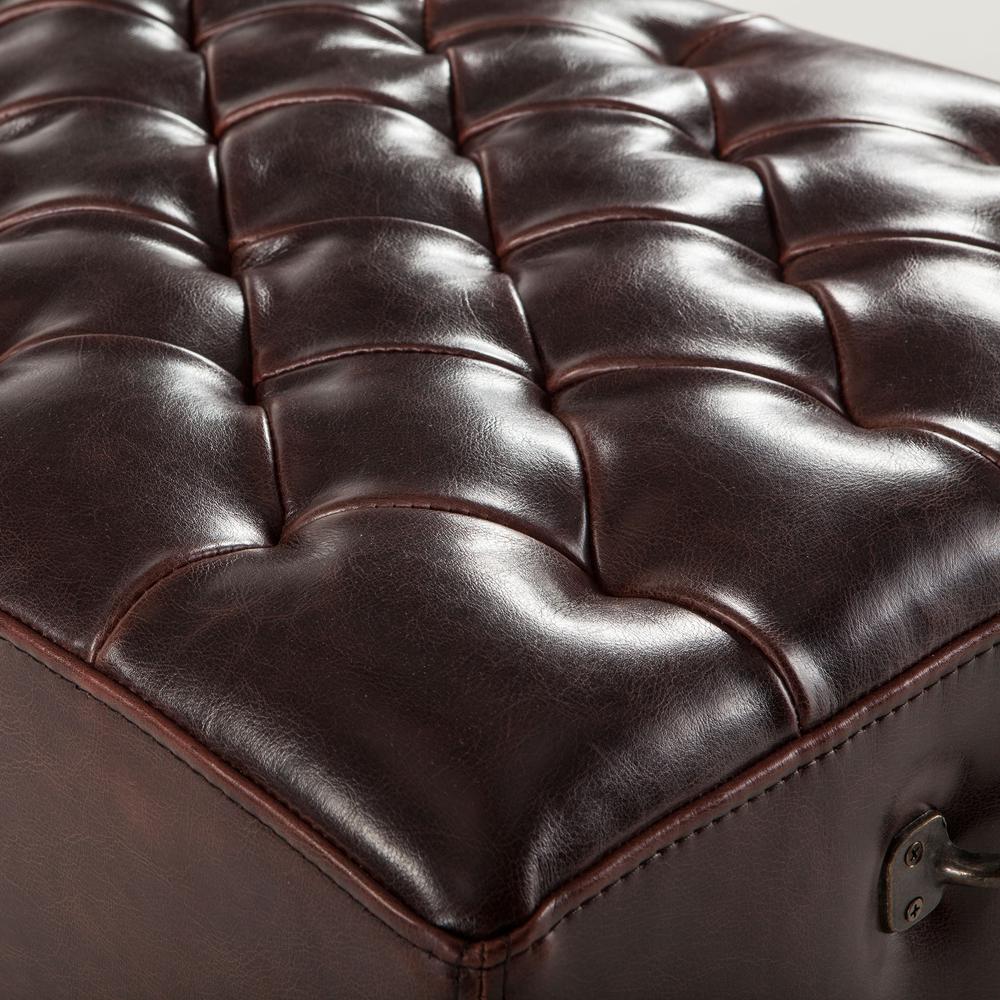 Arabella 78-Inch Long Leather Bench with Diamond Stitched Detailing. Picture 10