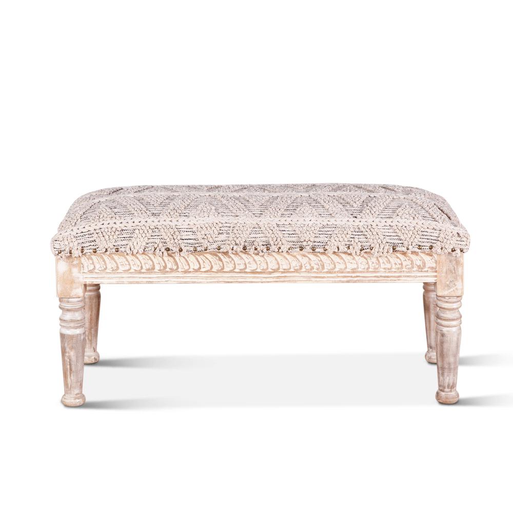 Algiers Woven Upholstered Accent Bench. Picture 1