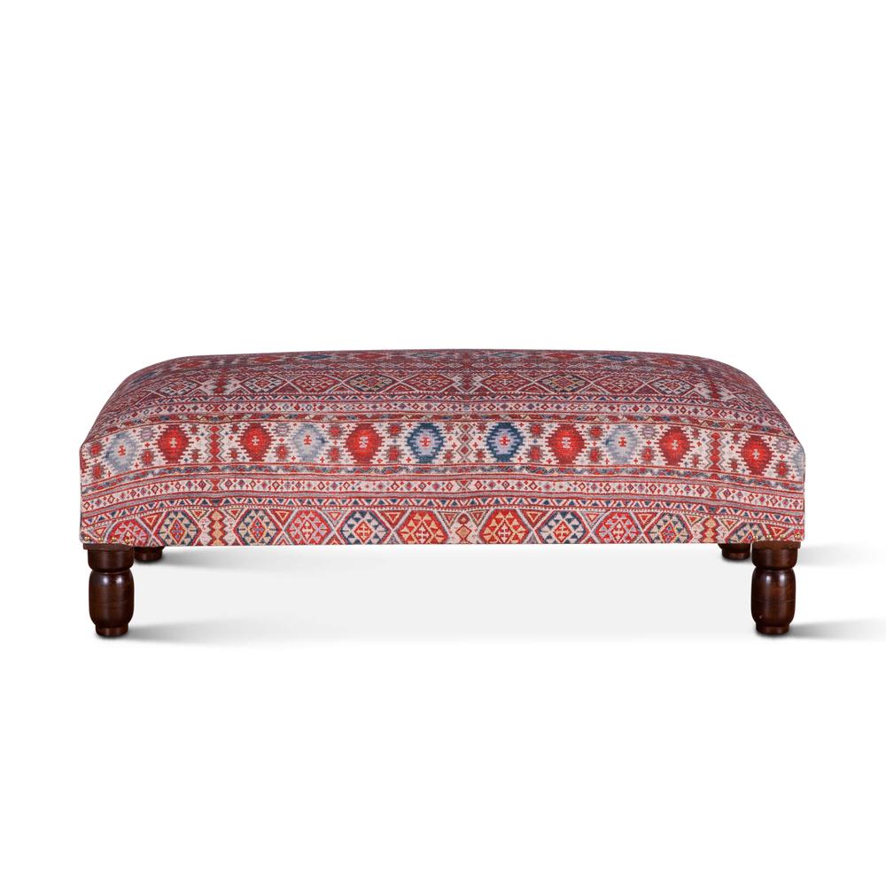 Algiers Mixed Red Pattern Ottoman. Picture 1