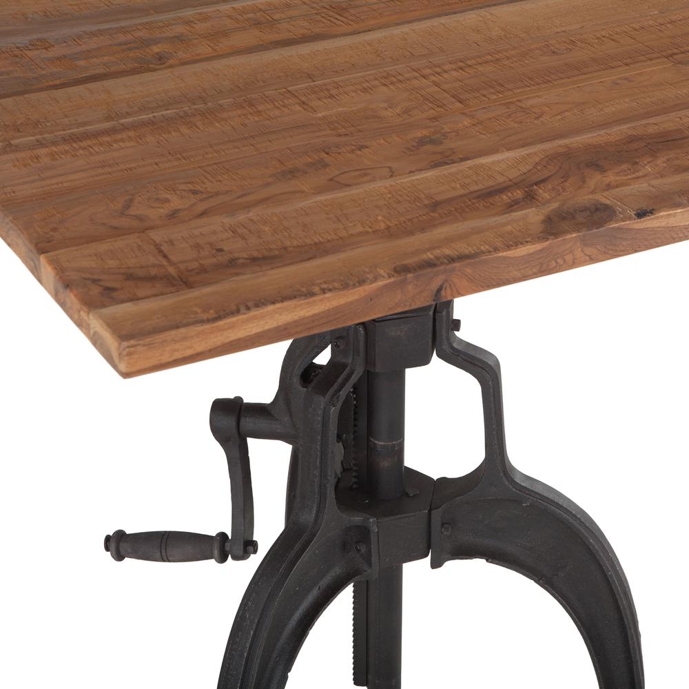 Artezia 30-Inch Reclaimed Teak Wood Dining Table with Adjustable Crank. Picture 7