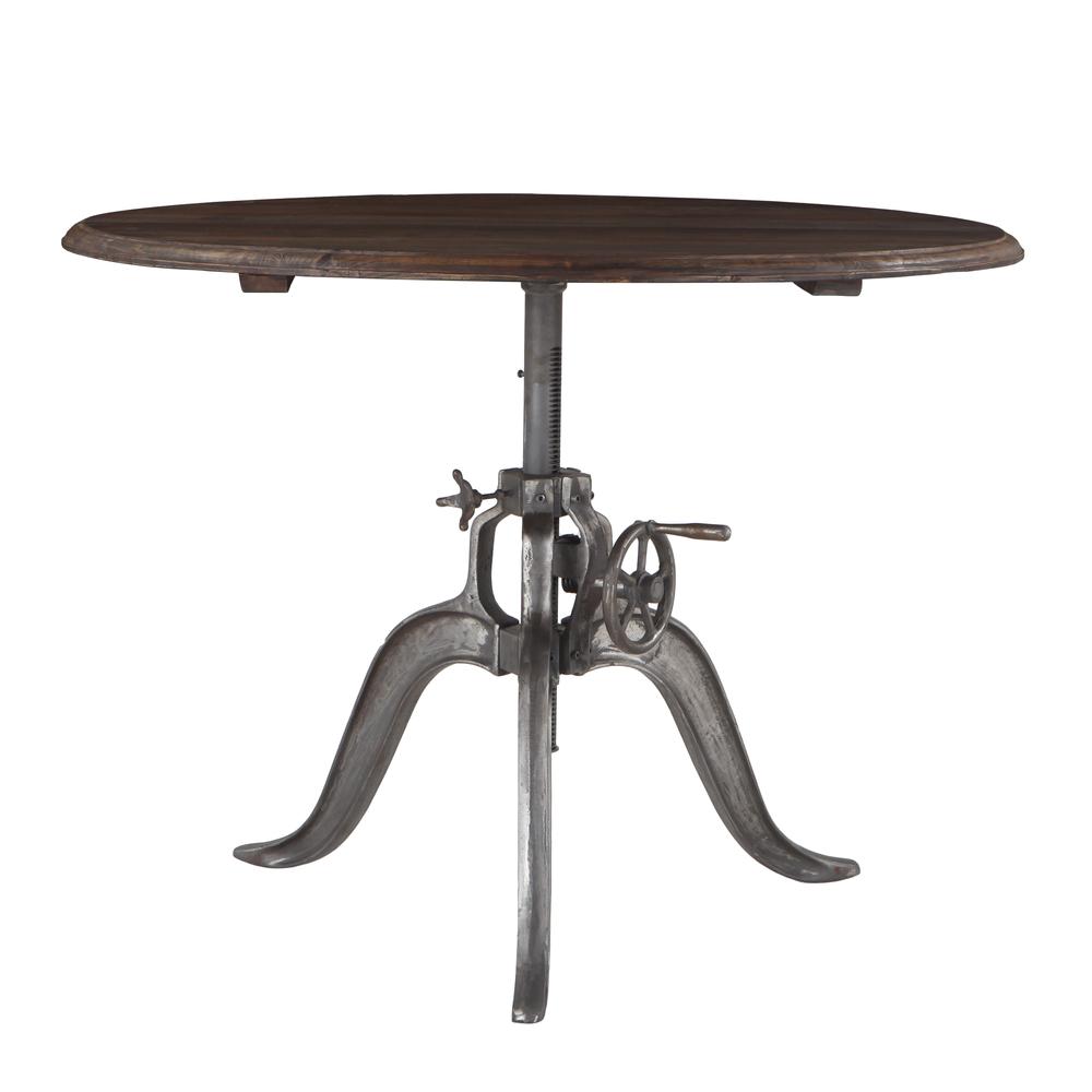 Artezia 48-Inch Adjustable Crank Round Table with Reclaimed Teak Top. Picture 3