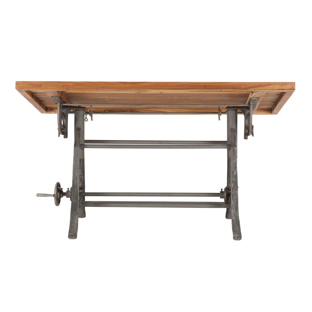 Artezia 62-Inch Reclaimed Teak Wood Drafting Desk with Adjustable Crank. Picture 4