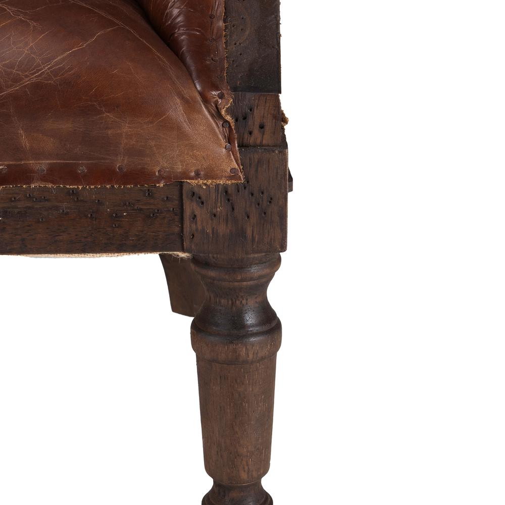 Charles Deconstructed Armchair with Vintage Cigar Leather and Solid Wood Legs. Picture 9