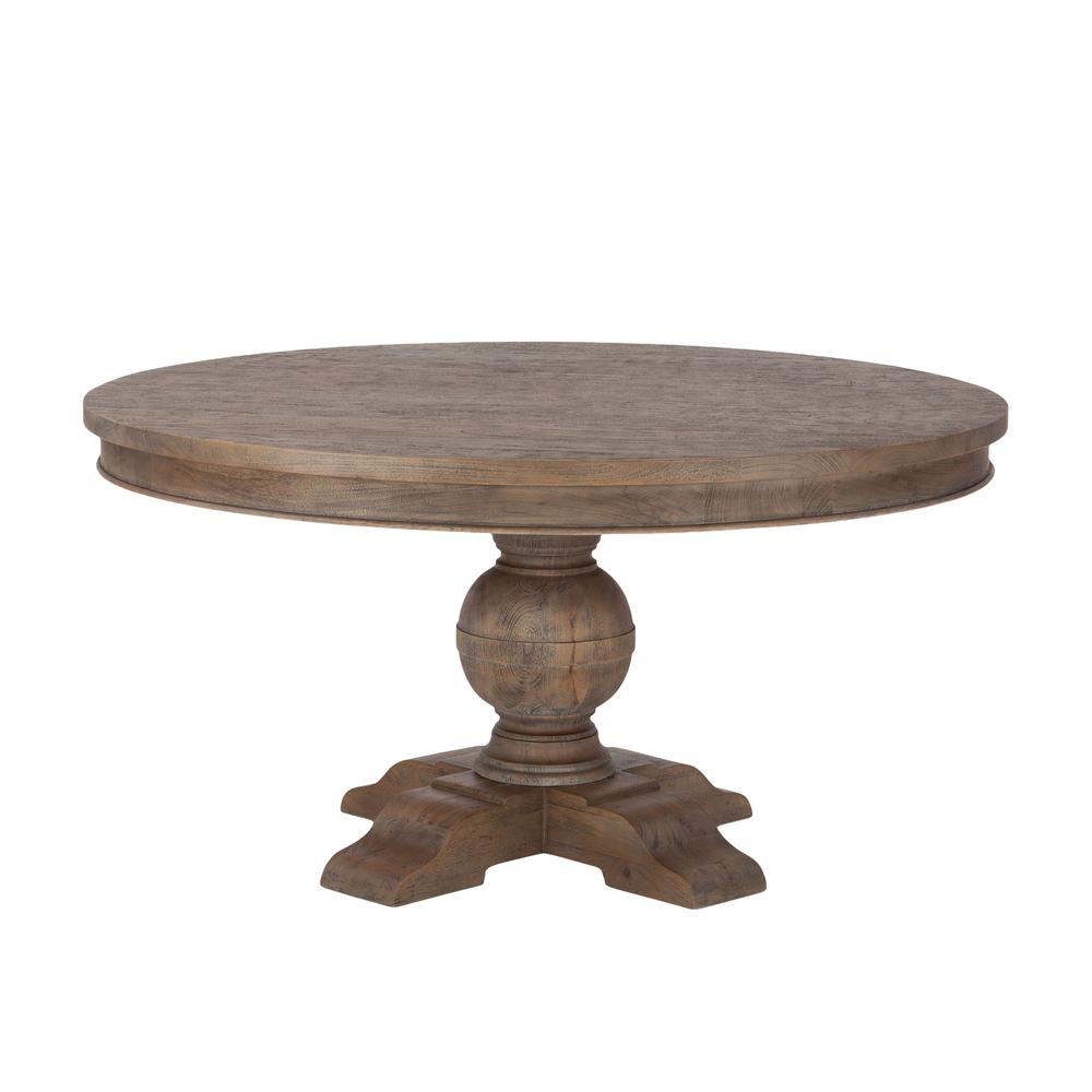 48-Inch Round Dining Table in Weathered Teak Finish, Belen Kox. Picture 2