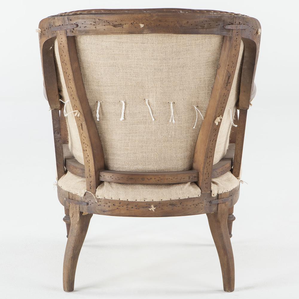 Charles Deconstructed Armchair with Cigar Leather and Solid Wood Legs. Picture 5
