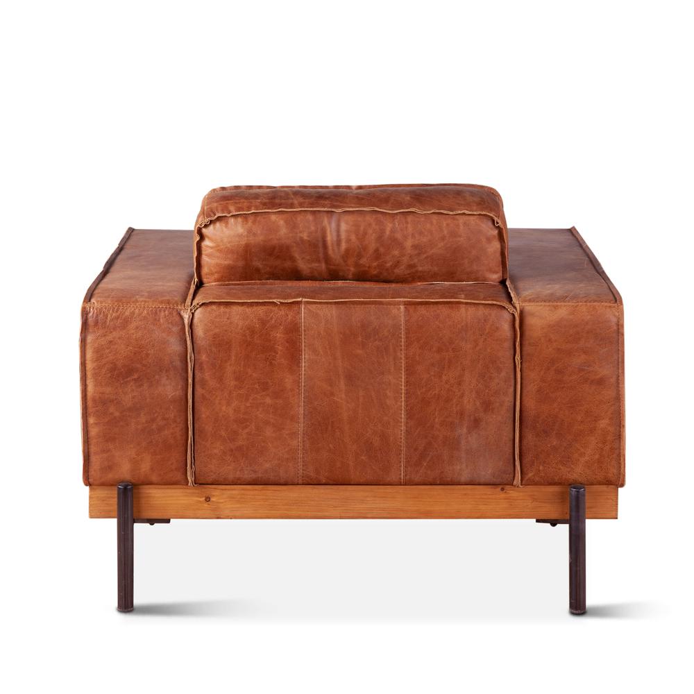 Chiavari Modern Leather Arm Chair in Vintage Cognac. Picture 5