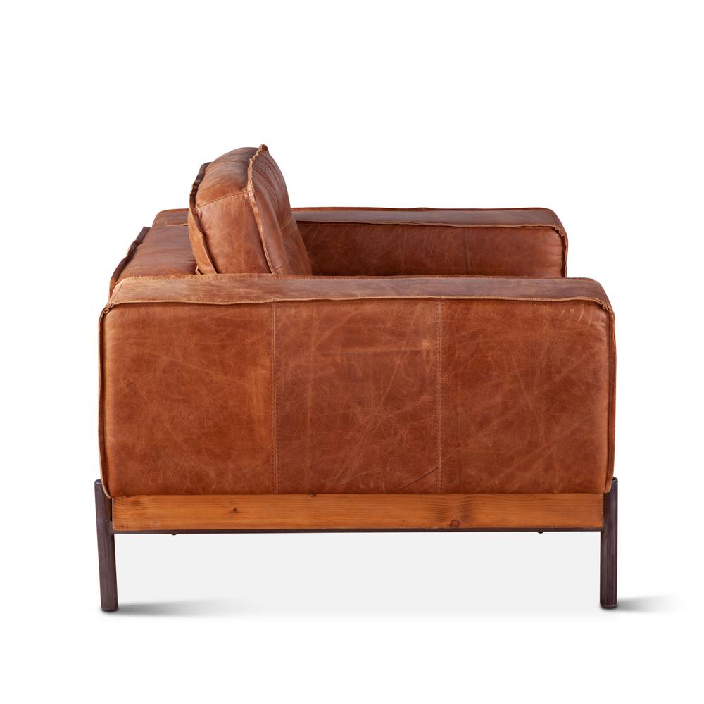 Chiavari Modern Leather Arm Chair in Vintage Cognac. Picture 3