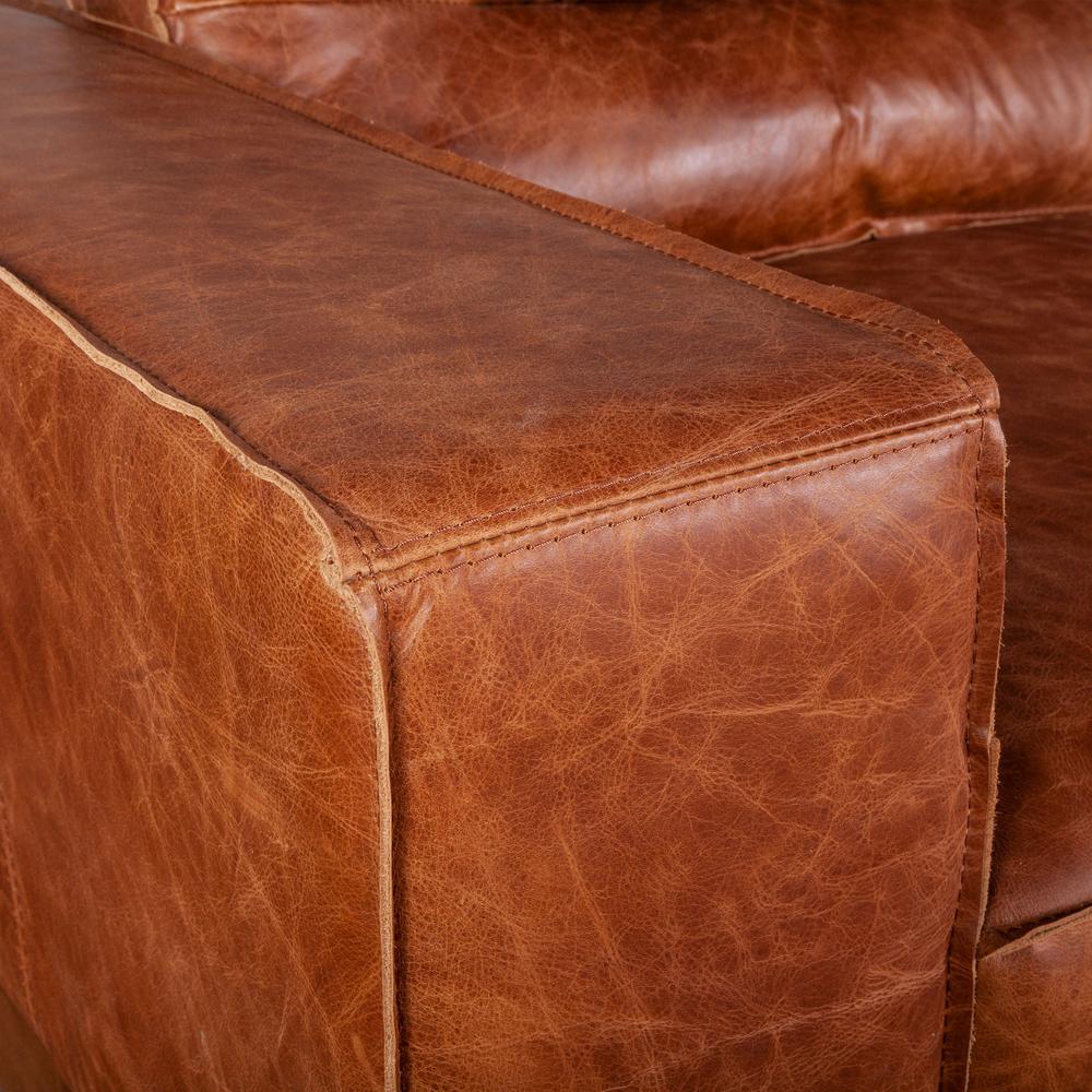 Chiavari Modern Leather Sofa in Vintage Cognac. Picture 2