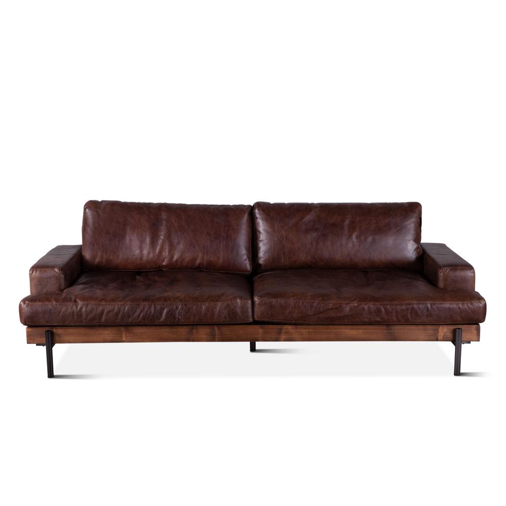 Chiavari Leather Sofa in Geisha Brown. Picture 1