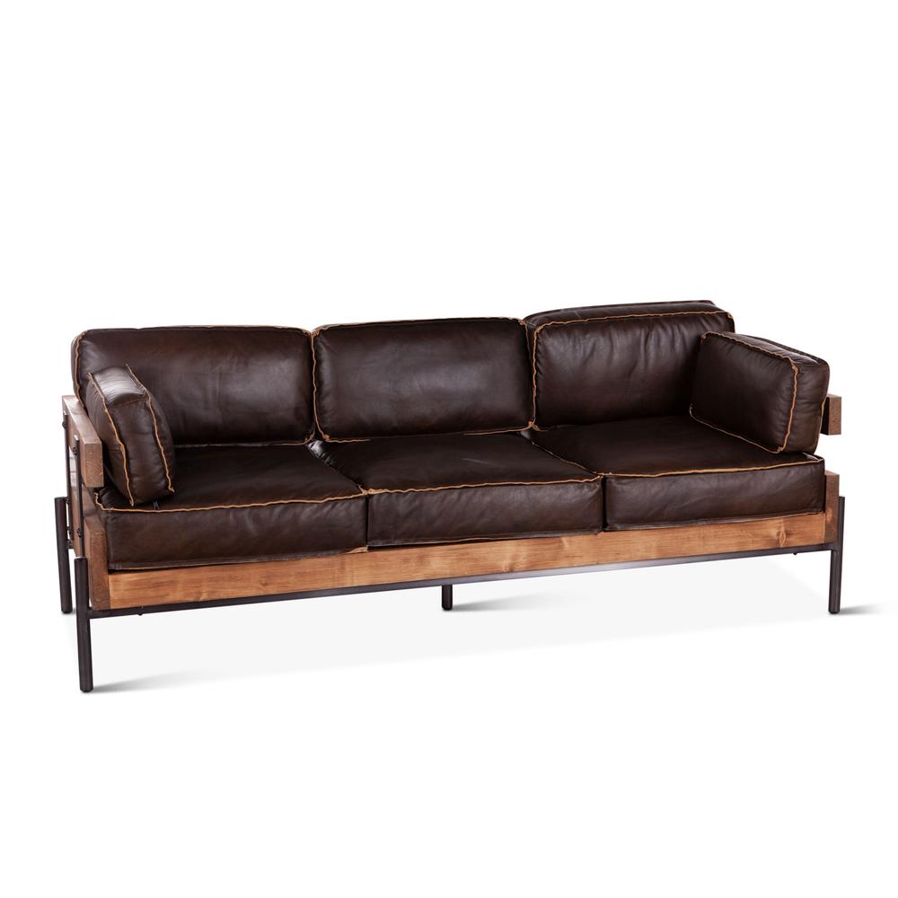 Chiavari Mocha Brown Leather Sofa. Picture 1