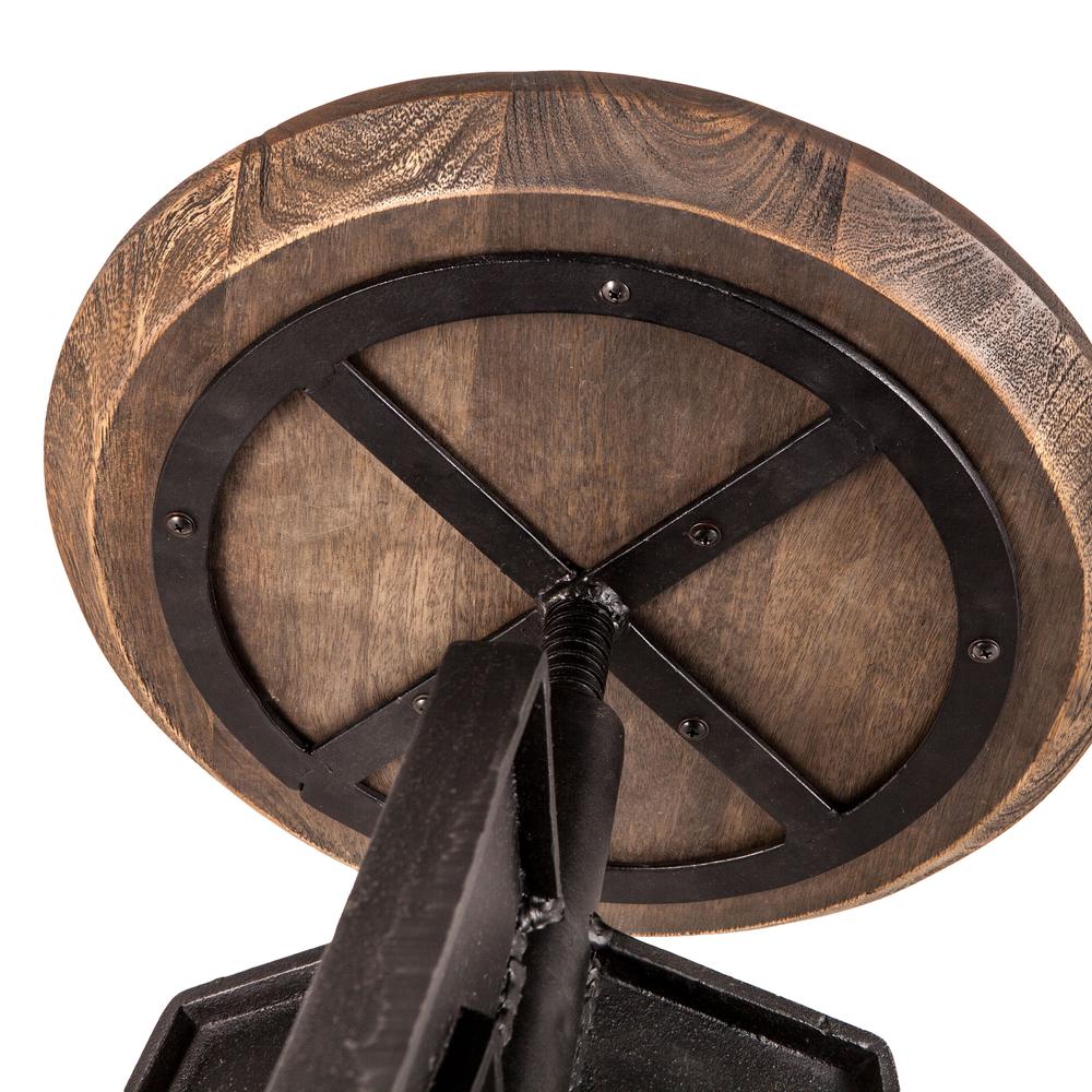 Dakota Adjustable Mango Wood Stool with Cast Iron Base. Picture 2