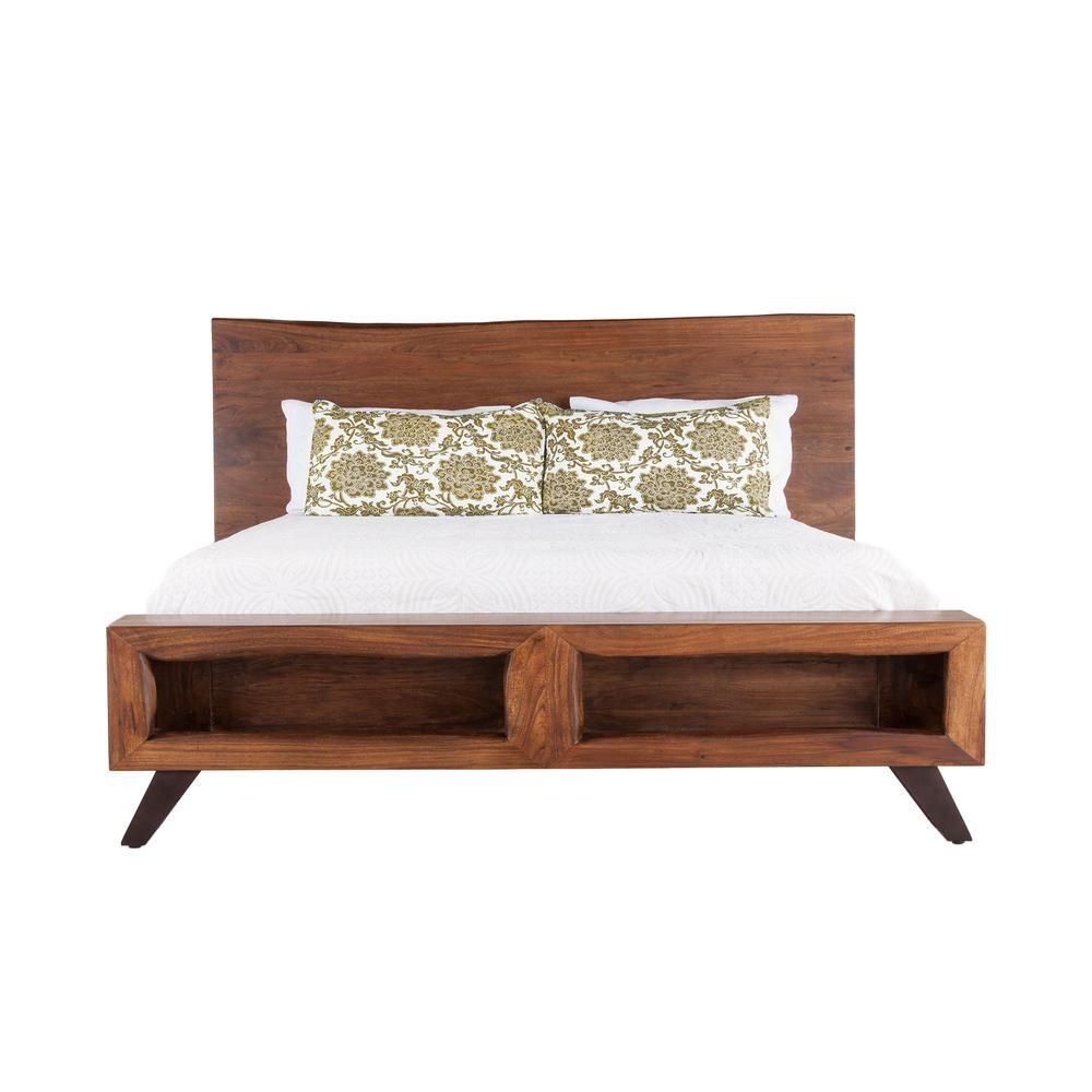 Nottingham Acacia Wood Live Edge King Bed in Walnut Finish. Picture 5