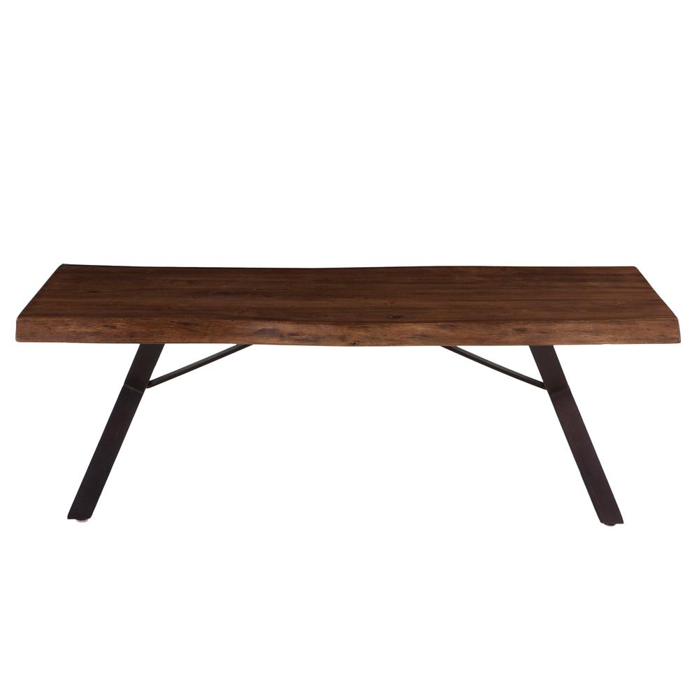 Nottingham 54-Inch Acacia Wood Live Edge Coffee Table in Walnut Finish. Picture 7