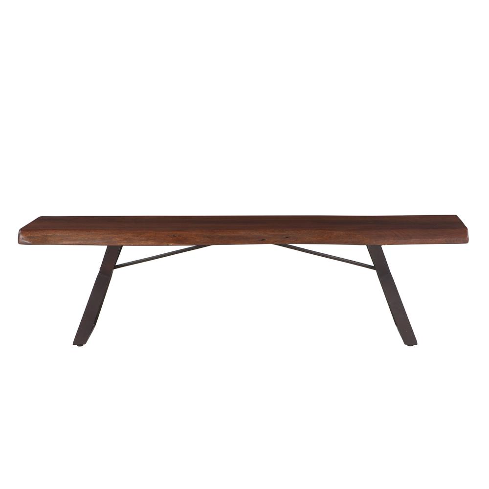 Nottingham 72-Inch Acacia Wood Live Edge Dining Bench in Walnut Finish. Picture 4