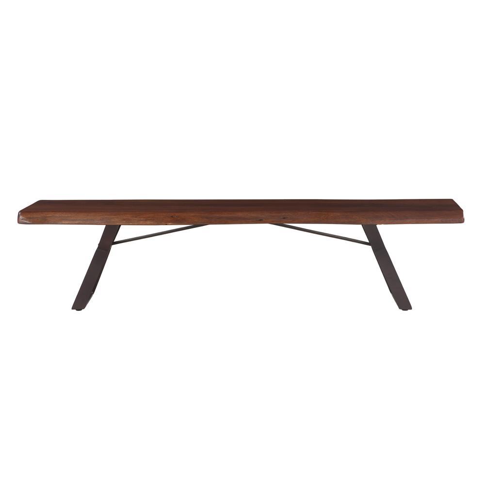 Nottingham 90-Inch Acacia Wood Live Edge Dining Bench in Walnut Finish. Picture 5