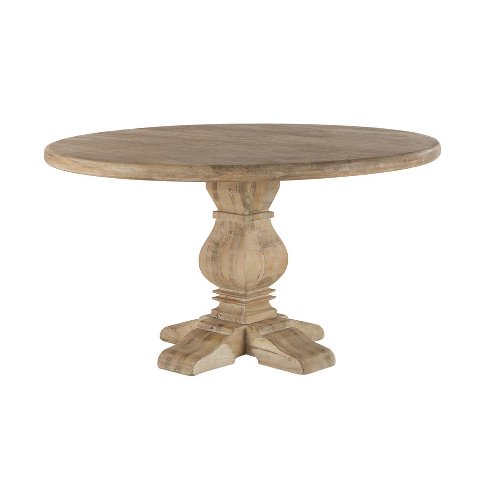 Pengrove 54-Inch Round Mango Wood Dining Table in Antique Oak Finish. Picture 4