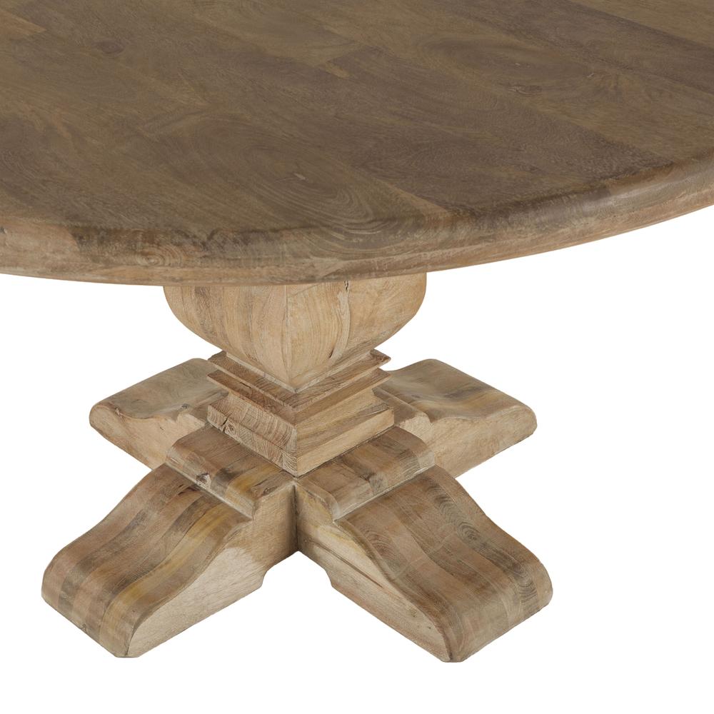 Pengrove 54-Inch Round Mango Wood Dining Table in Antique Oak Finish. Picture 6